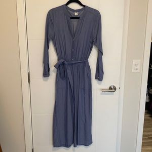 Blue jean color jumpsuit with tie